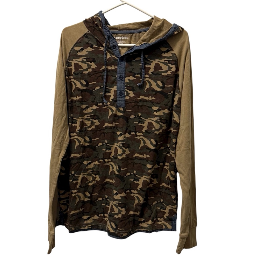Grunge camo long sleeve sweatshirt with hood